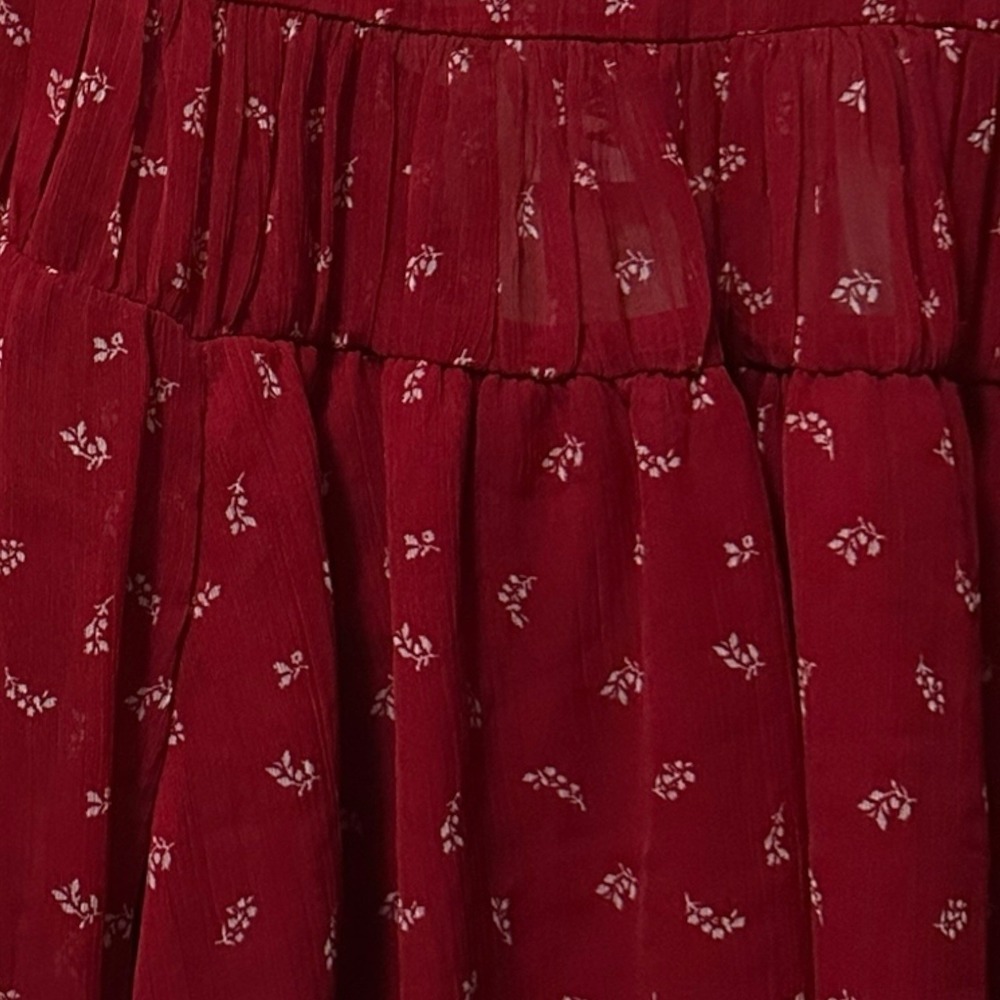 Old Navy Tie-Front Chiffon Top Red Floral Plus 2XL Coquette Cottagecore Boho NEW - Picture 4 of 10